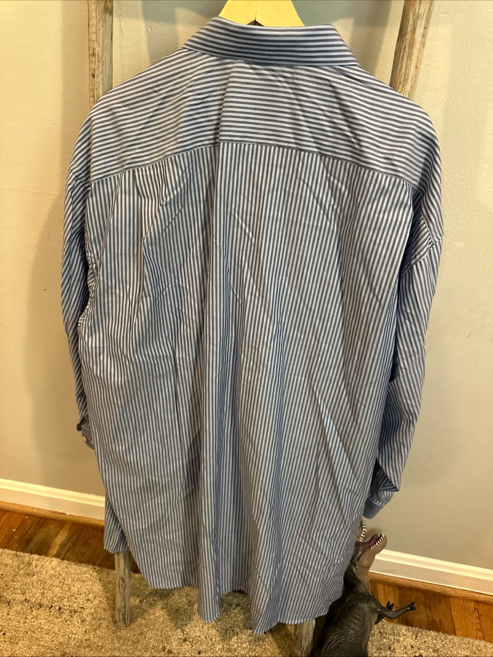 Classic Blue and White Striped and Plaid Dress Shirts for Men (Lot of 2)